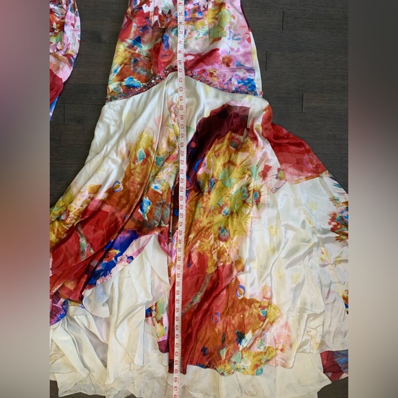 Jovani 100% Silk Multicolour Prom Halter Dress w/ Scarf Size 2 - Picture 7 of 16